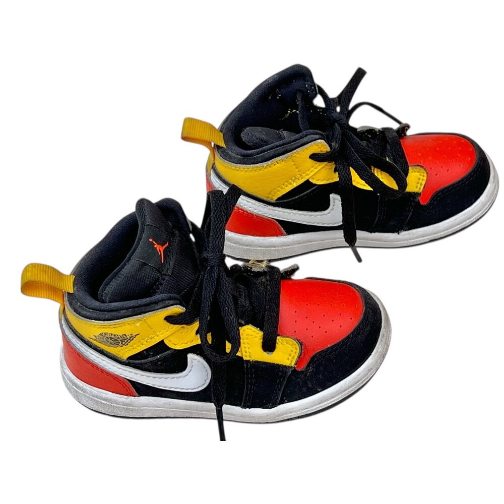 Jordan 1 Retro High OG Sneakers Black/Yellow/Red Kids Size 6C Red Yellow B&W